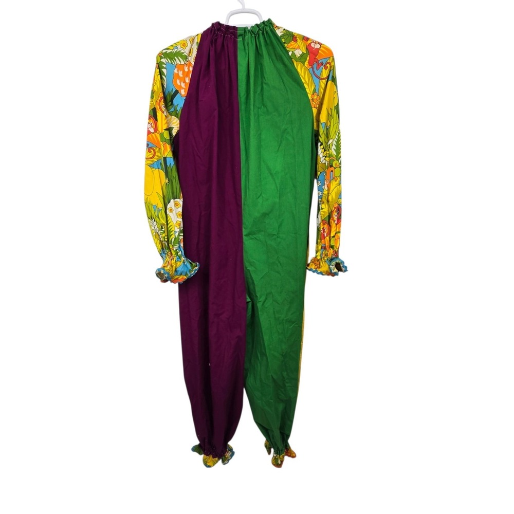 Vintage 60s 70s Handmade Clown Costume Jumpsuit One Size Halloween Colorful